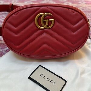 Authentic Gucci Marmont Quilted Belt Bag
